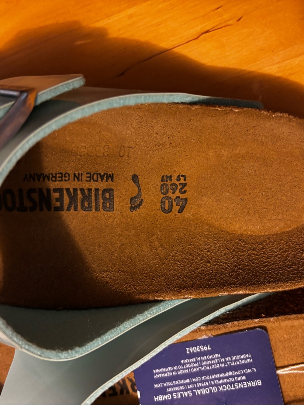 Birkenstock Women’s Arizona Patent Sandals - Surf Green, Size 40 - Picture 4 of 6